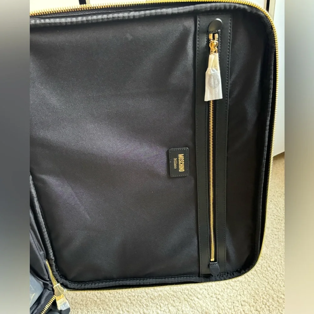 MOSCHINO MONOGRAM-PATTERN LEATHER SUITCASE Authentic,Calf Leather. Nice luggage